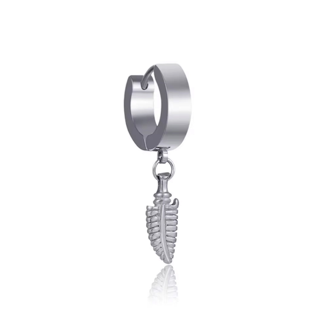 Huggie-Feather Earrings
