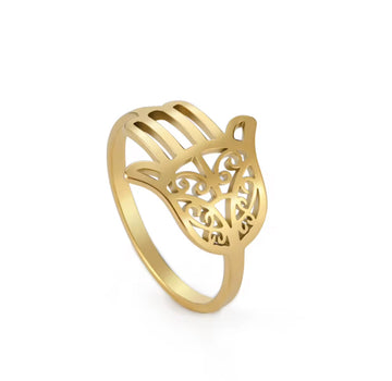 Gold Filigree Hamsa Ring