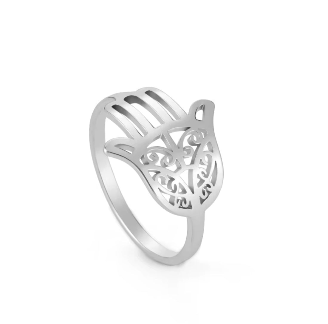 Gold Filigree Hamsa Ring